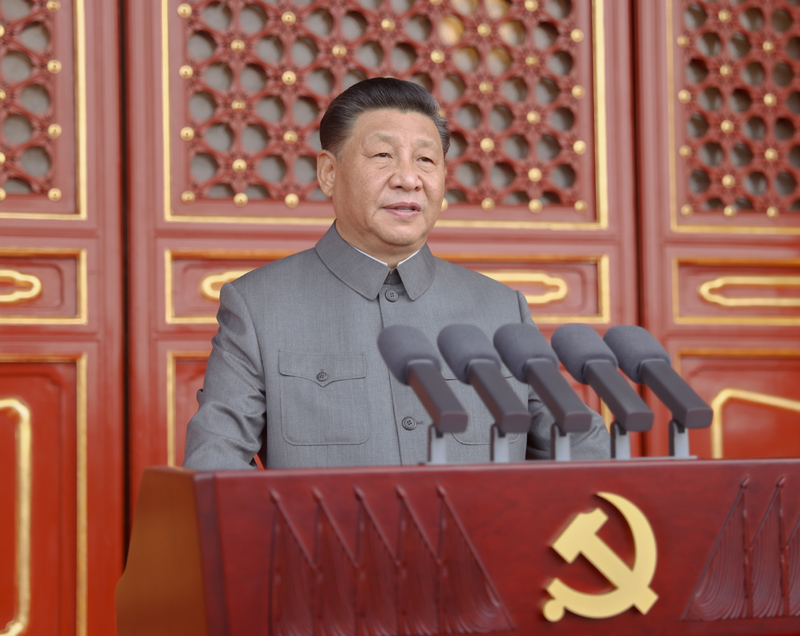 7月1日，慶祝中國(guó)共產(chǎn)黨成立100周年大會(huì)在北京天安門廣場(chǎng)隆重舉行。中共中央總書記、國(guó)家主席、中央軍委主席習(xí)近平發(fā)表重要講話。新華社記者 鞠鵬 攝